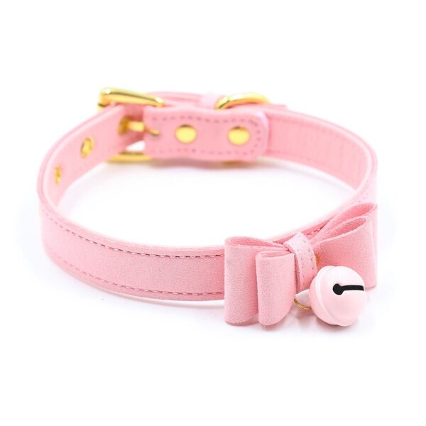 Coleira Choker BDSM com guizo rosa