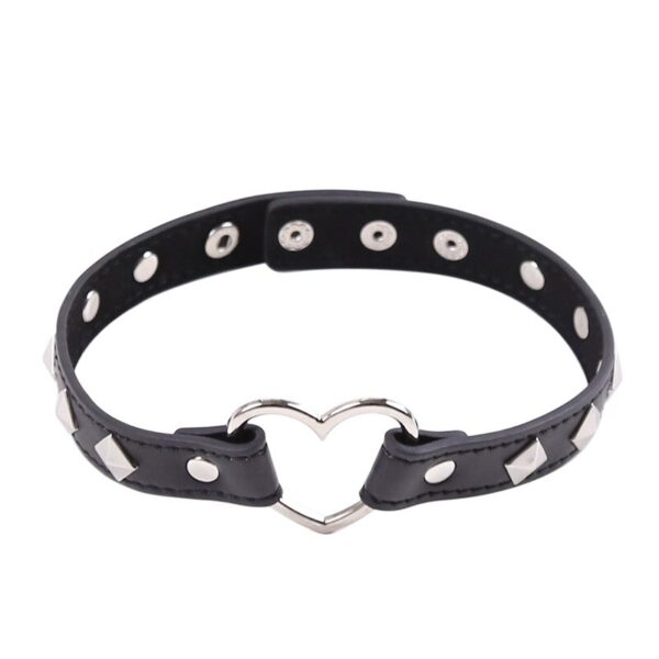 Coleira Choker BDSM com coração e ilhós