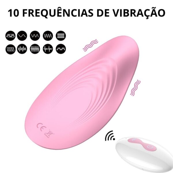 Imagem do vibrador de calcinha rosa com os dizeres: 10 frequências de vibração