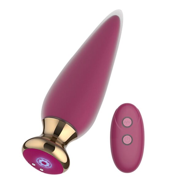 vibrador plug anal massageador de próstata com controle remoto na cor roxa