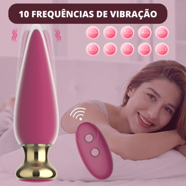 vibrador plug anal massageador de próstata com controle remoto com dizeres: 10 frequências de vibação