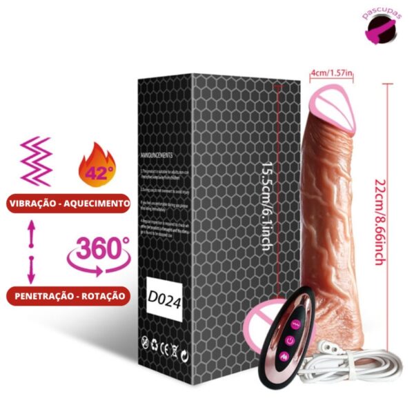 vibrador em formato de pênis realista feito de silicone no tamanho de 22 centímetros de altura por 4 centímetros de largura