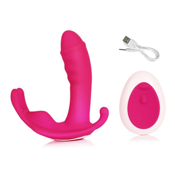 vibrador de calcinha com dildo rosa