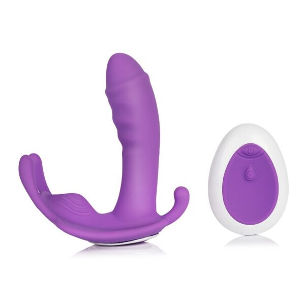 vibrador de calcinha com dildo roxo e controle remoto