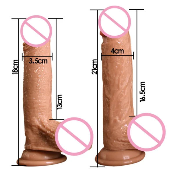 medidas das próteses penianas: 18cm por 3,5cm de largura e 21 centimetros por 4 centímetros de largura